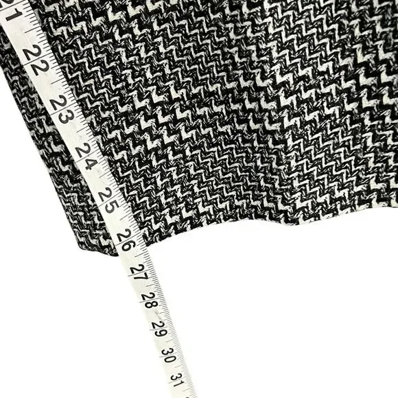 Talbots Vintage Pants Womens 14P Black White Wool Woven Plaid Wide Leg Trousers - Picture 9 of 13